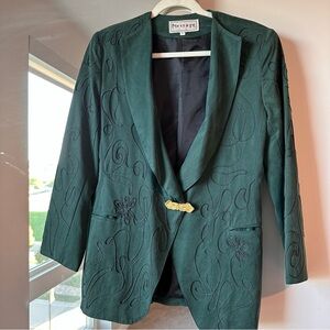 Vintage Emerald Green embroidered Blazer